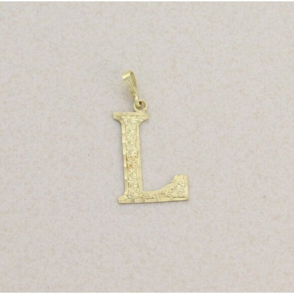 Pendant Only 10k Yellow Gold Letter L Initial Monogram Pendant - Picture 3 of 7